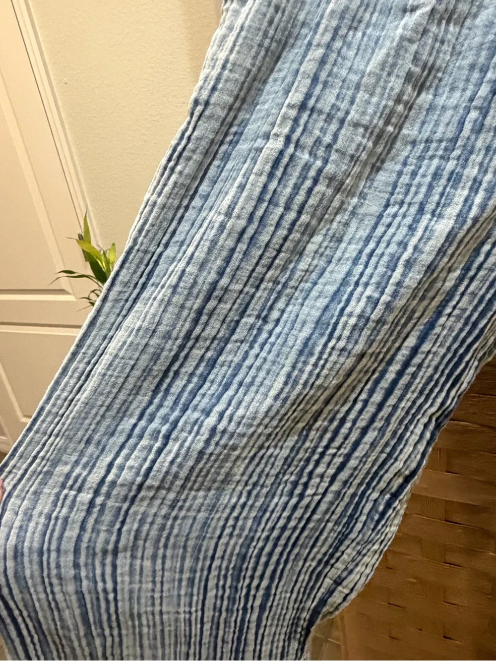 Faherty Dream Cotton Gauze Wide Leg Pants in Washed Indigo Blue Sz L Lounge